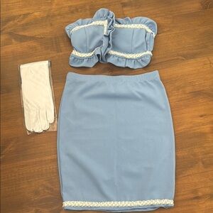 Blue two-piece with White Trim